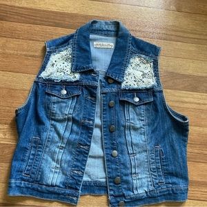 Jean Vest with lace on the back. Size XL. Beautiful.